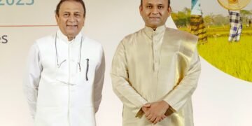Sri Madhusudan Sai with Padma Bhushan Awardee Dr Sunil Gavaskar
