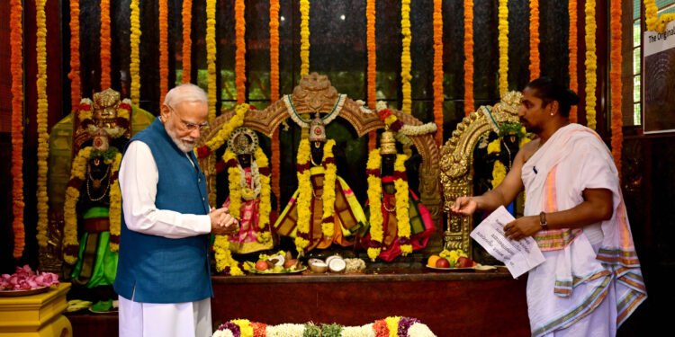 PM performs Darshan and Pooja at the Jalakandeswarar Temple at Chennai, in Tamil Nadu on October 11, 2026.